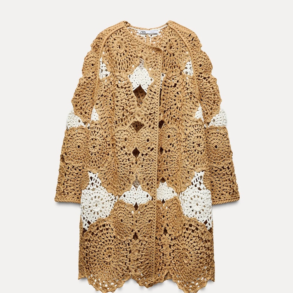 New Zara crochet knit coat